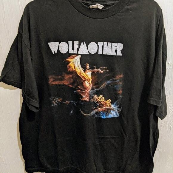 Редкий! Футболка с логотипом группы Wolfmother Хлопок Унисекс
