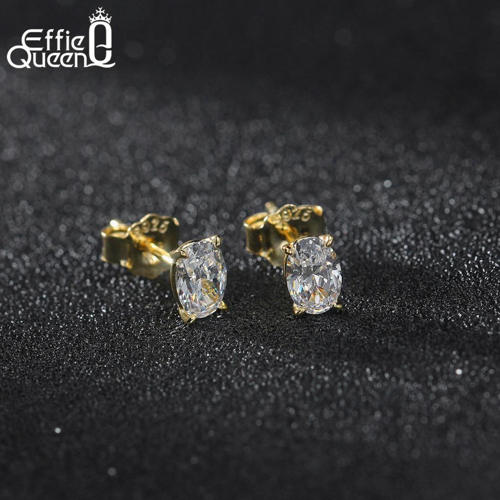 Серьги EFFIE QUEEN из серебра S925 Изысканный аксессуар для ушей со звездой из жемчуга и циркония, Пусеты овальной формы в виде сердца, Подарок APE42