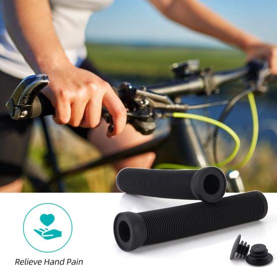 Чехол на руль с заглушками. Удобные противоскользящие амортизирующие резиновые велосипедные ручки.