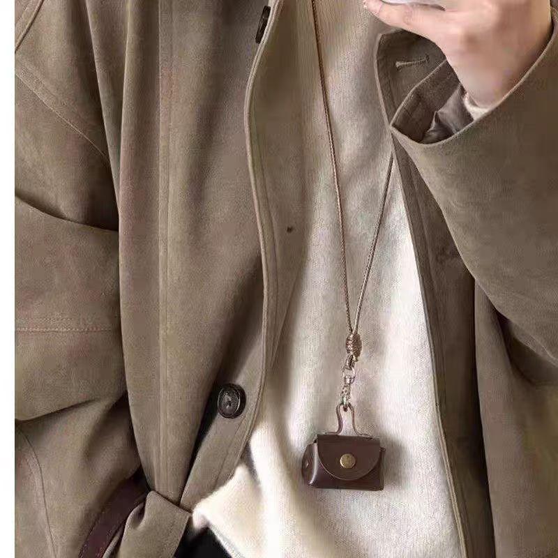 Кошелек для монет из искусственной кожи, ожерелье, милая мини-сумка, женская подвеска, чехол для наушников, кожаная веревка, цепочка для свитера