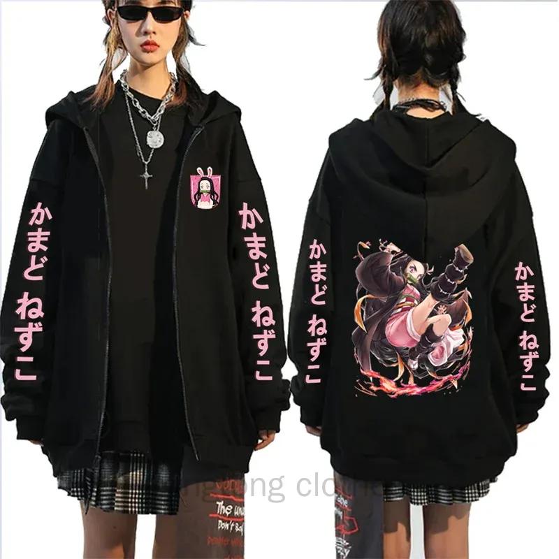 Anime Devil Killer Zipper Hoodie Coat Kanroji Mitsuri Cute Cartoon Hoodie Kimetsu No Yaiba Kamado Nezuko Fashion Trend Zipper Sp