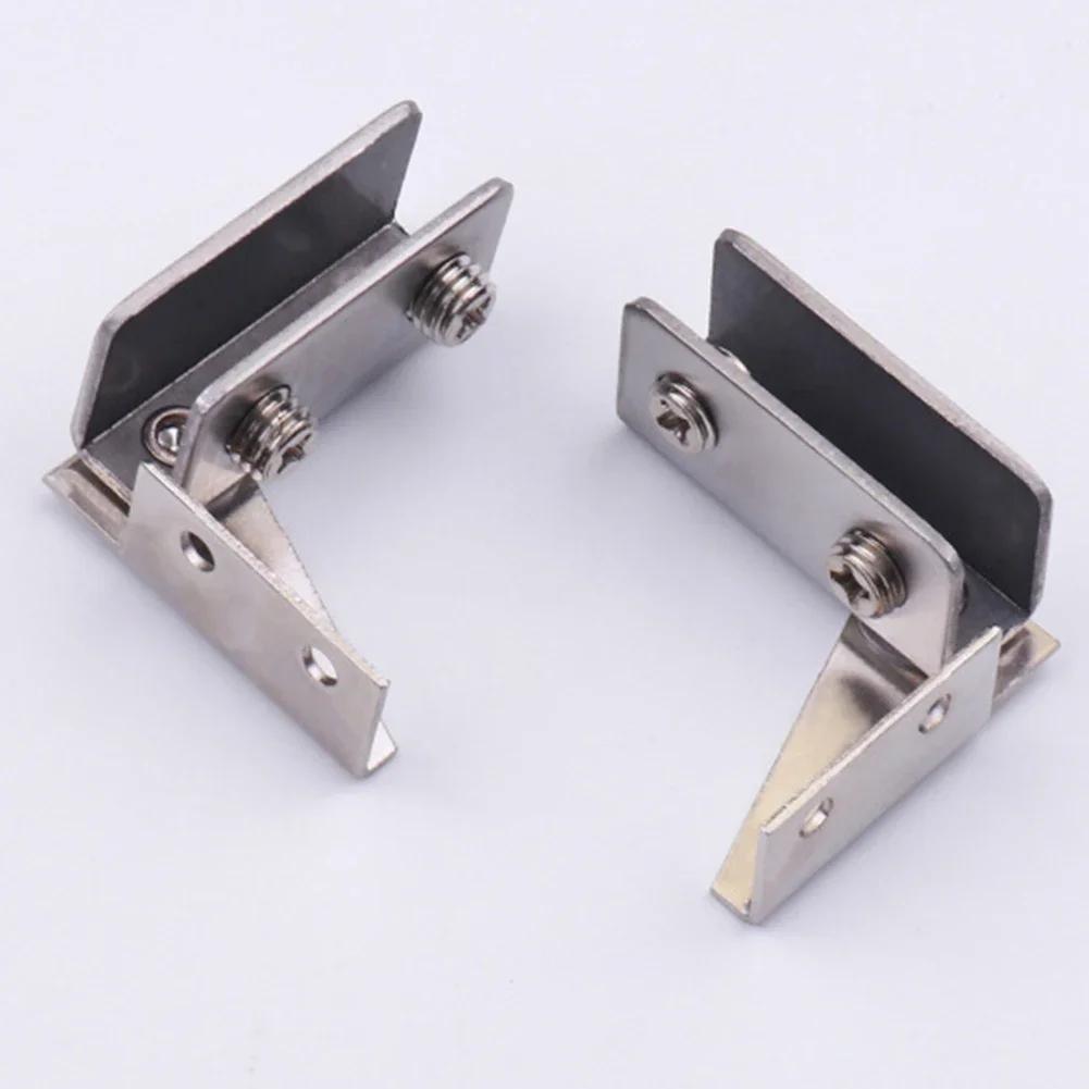 2 шт. неперфорированная стеклянная дверная петля для витринного шкафа, вращающийся вал для винного шкафа, стеклянные зажимы, фурнитура для мебельной дверной петли
