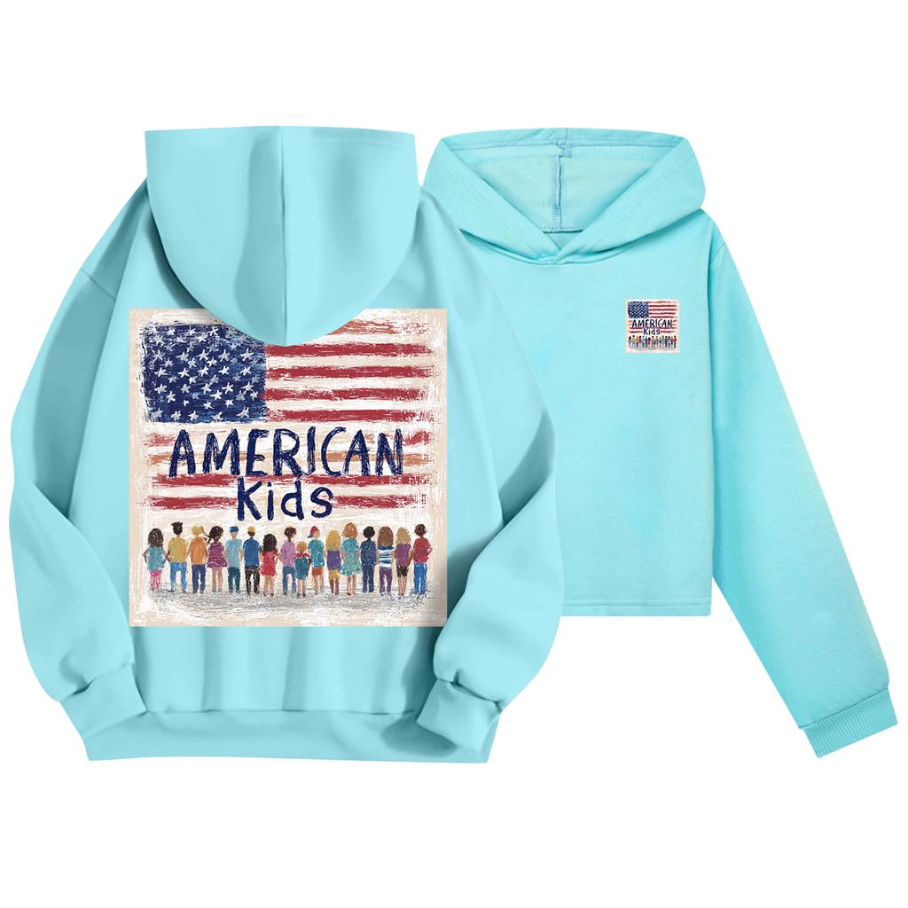 Детская повседневная модная толстовка с капюшоном и длинными рукавами с принтом американского флага