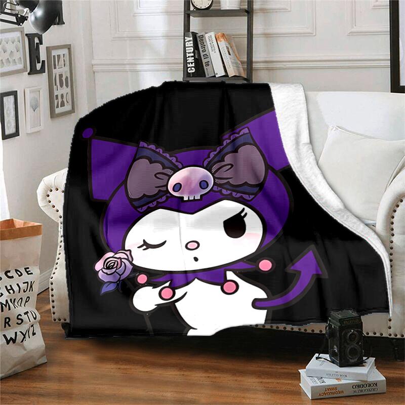 1pc Blanket Sanrio Kuromi1 Print Design, Lightweight Blanket for Sofa, Bed- Soft &Warm, Gift for All Seasons like Christmas, Halloween
