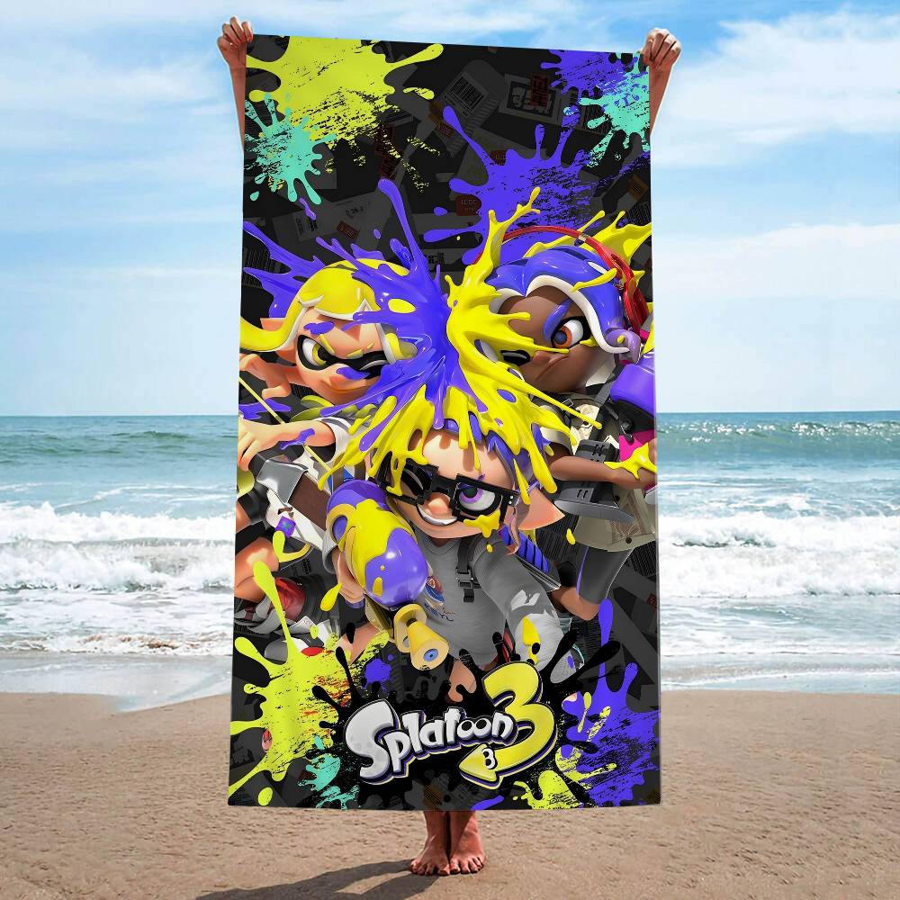 Игровое полотенце S-splatoon 3 из микрофибры для пляжа, впитывающее, быстросохнущее, мягкое, для йоги, плавания, отдыха, альпинизма