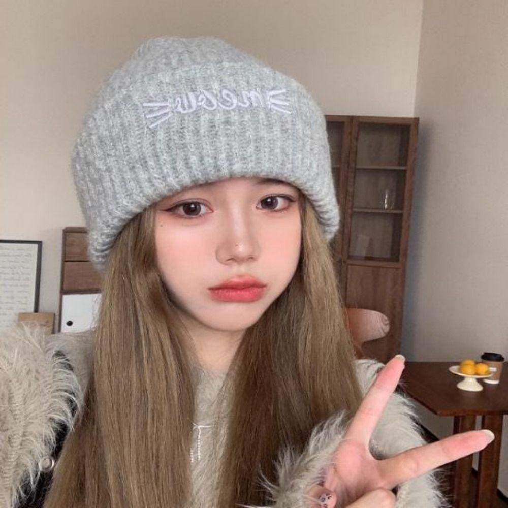 Multi Colors Knitted Beanies Solid Cute Warmer Bonnet New Female Beanie Caps Outdoor