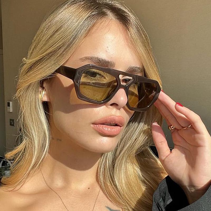 Женские солнцезащитные очки многоугольной формы с двойной переносицей, антибликовые очки от солнца для мужчин, для пеших прогулок, альпинизма, женские