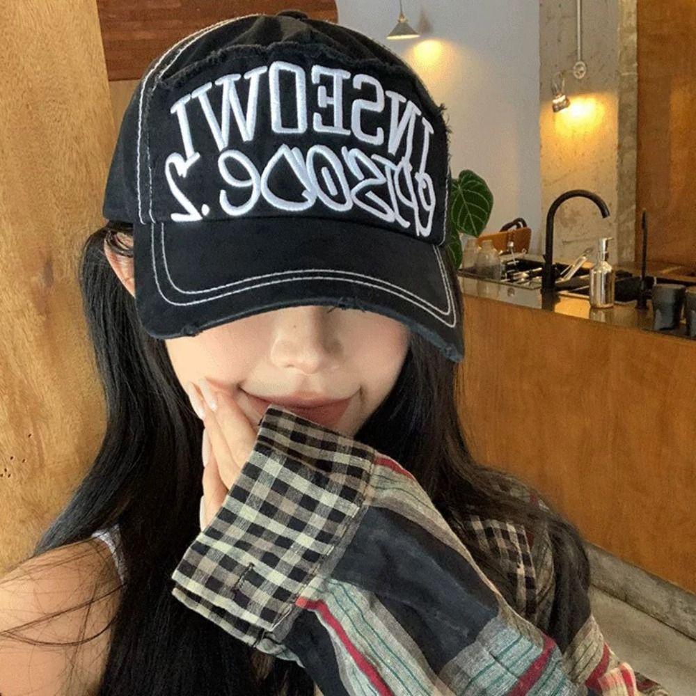 Simple Embroidery Letter Baseball Cap Cotton Peaked Cap Baseball Hat Sun Hat  Girls