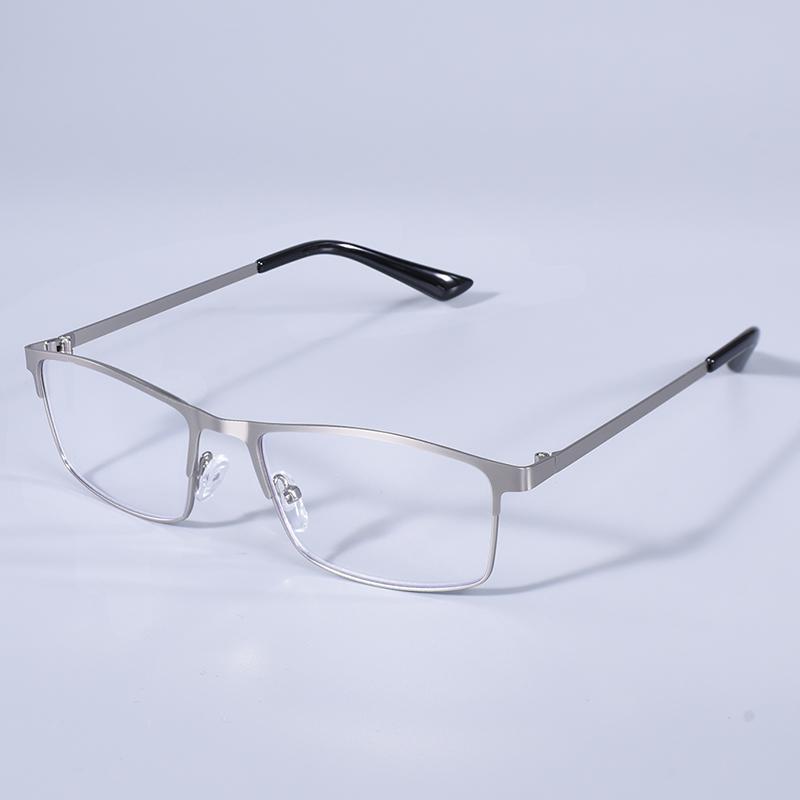 New Anti Blue Light Blocking Reading Glasses Men Metal Frame Business Prescription Computer Reader +100+150+200