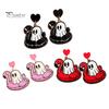 Flamingo Swimming Ring Jewelry 1 Pair Summer Halloween Ghost Earrings for Women, Cute Quirky Gifts Pool Float Dangle Drop Earrings, 2D Acrylic Holiday