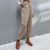 Осенние и зимние женские брюки, повседневные эластичные брюки, хлопковые и льняные пригородные брюки Harlan, маленькие брюки