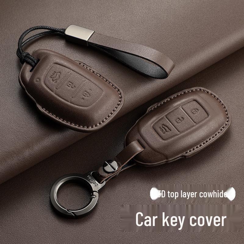Genuine Leather Key Case for Hyundai ix35, Santa Fe, Fiesta, ix25, Elantra, Verna, Mistra