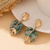 1 пара элегантных богемных акриловых серег-листьев - бирюзовые и золотистые висячие серьги для женщин, легкие украшения для отпуска и на каждый день