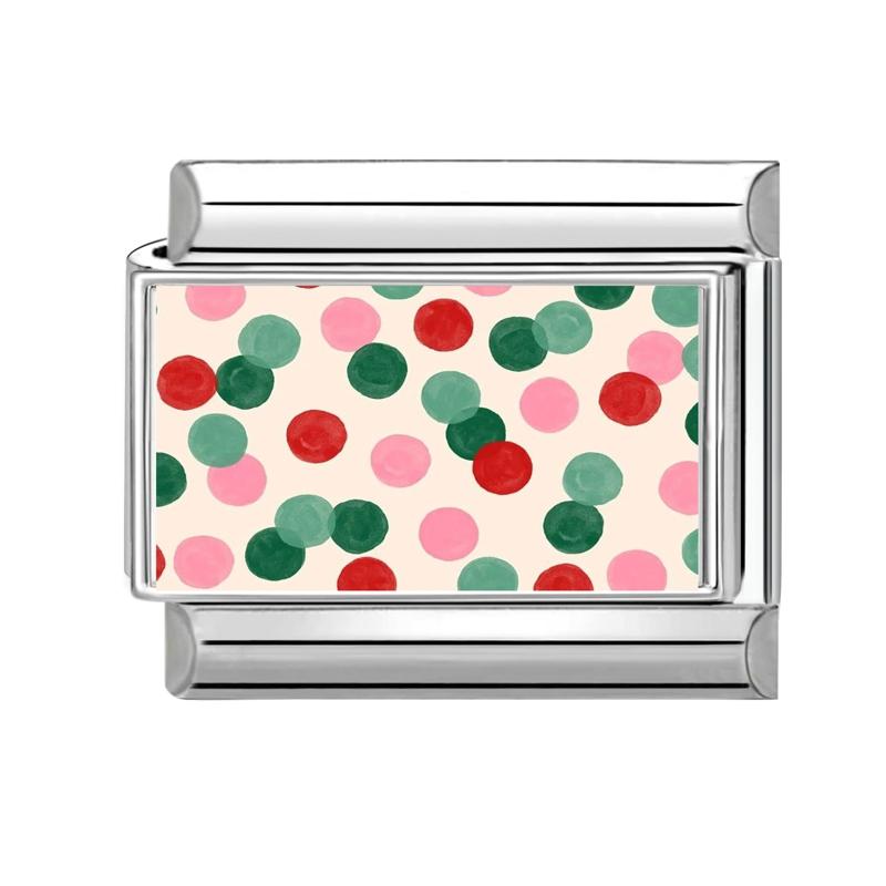 Colorful Block Landscape Red Pomegranate Apples Flower Italian Charm Links Fit 9MM Stainless Steel Bracelet DIY Making