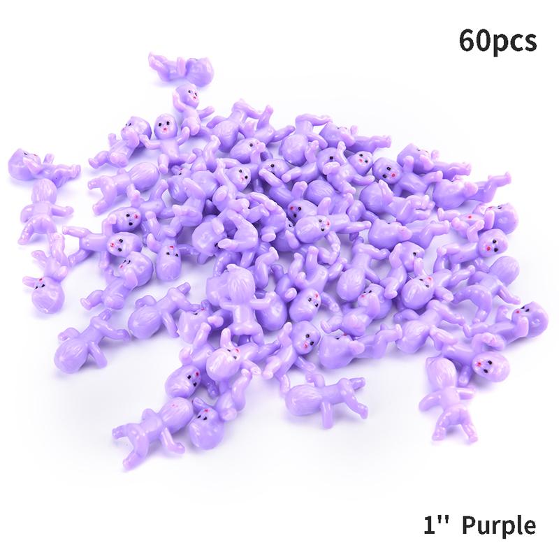 60Pcs High Quality 1/1.2inch Mini Plastic Baby Doll Kids Toys Doll Accessories 10Colors