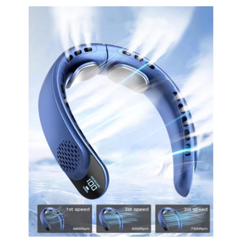 Портативный шейный вентилятор 4 турбо-хэндс-фри безлопастного шейного охладителя Аккумулятор 4000 мАч Персональный носимый вентилятор 3 скорости Охлаждающий воздушный поток на 360°