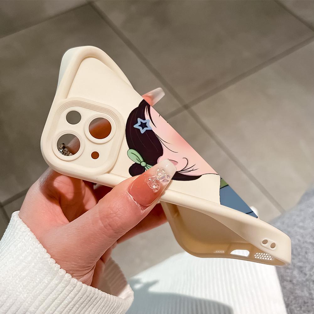 Cartoon Milk Tea Girl Phone Case for iPhone Samsung Galaxy Xiaomi Redmi POCO HUAWEI Honor Shockproof Rubber Soft Flexible Cover Casing