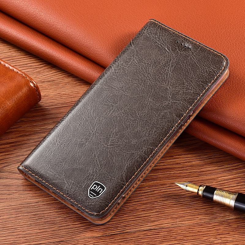 Samsung A23/A24/A30/A31 Genuine Leather Flip Case - Crazy Horse Protective Cover.