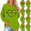 Women's Fashionable Round Neck Long Sleeved Christmas Printed Loose Plush Warm Pullover Top