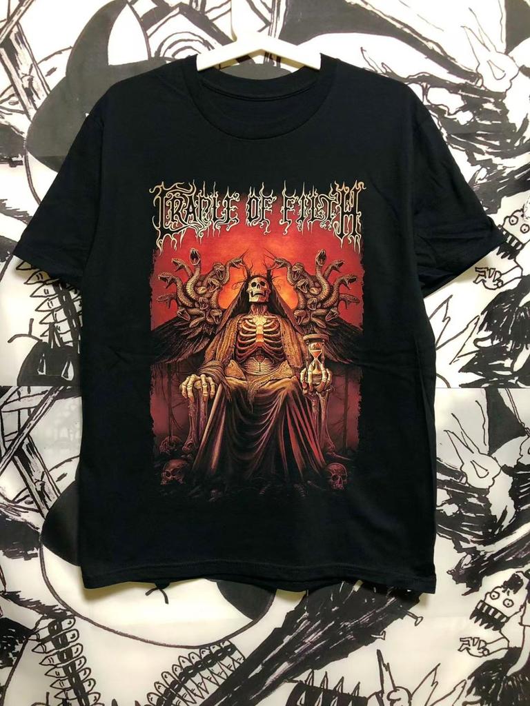 2025 Cradle of Filth Cradle Мужская и женская летняя свободная хлопковая футболка с коротким рукавом Металл Рок Рукав до локтя Популярная Свободного кроя