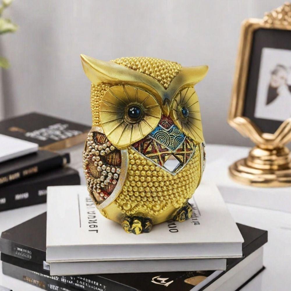 Ретро Статуэтка Животного Роскошная Миниатюрная Фигурка Скульптура Украшение Фойе Сова Орнамент Подарок