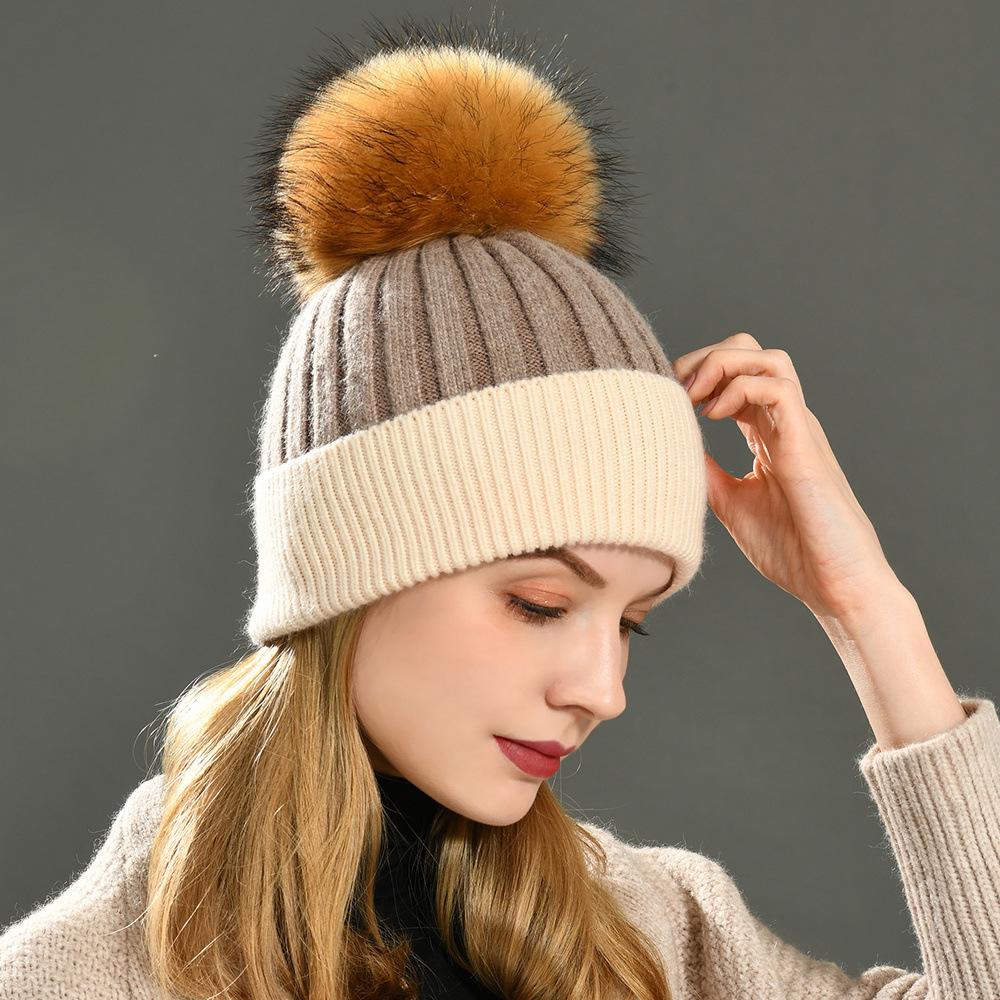Autumn and winter new rabbit velvet splicing soft and comfortable men's and women's warm wool hats soft waxy knitted hats