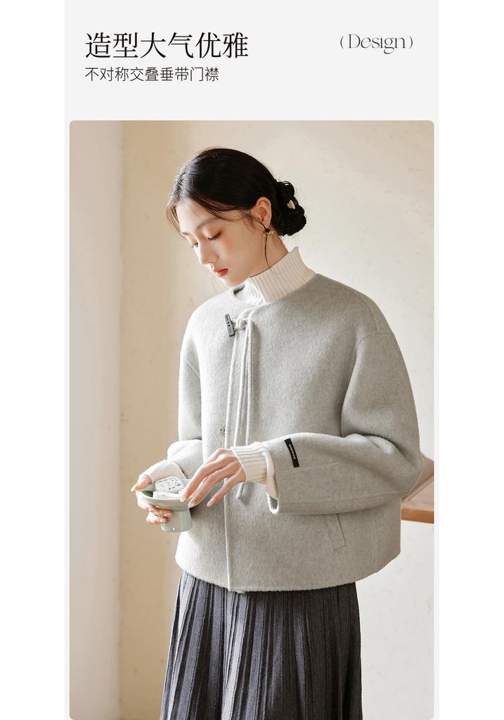 New Chinese style short double-sided woolen coat