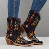 2024 Classic Embroidered Western Cowboy Boots Women Genuine Leather Women Low Heel Cowboy Boots Knee High Boots Zapatillas Mujer