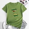 Seasonal Round Neck Avocado Pattern Printed Top Fashionable Casual Short Sleeved Women's Pure Cotton T-shirts