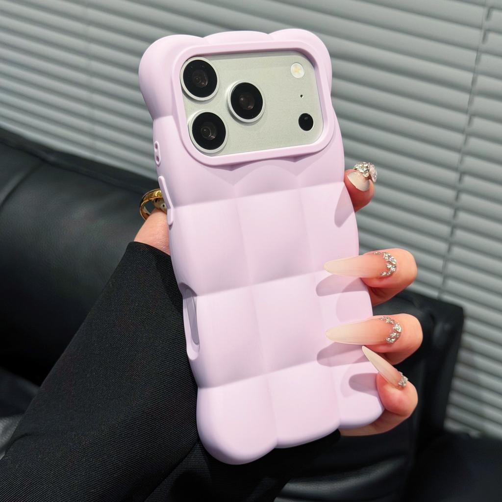 3D Cloud Puff Silicone Phone Case For IPhone14 15 16 17 Pro Max, Solid Color Cute Full Wrap Shockproof Protective Cover