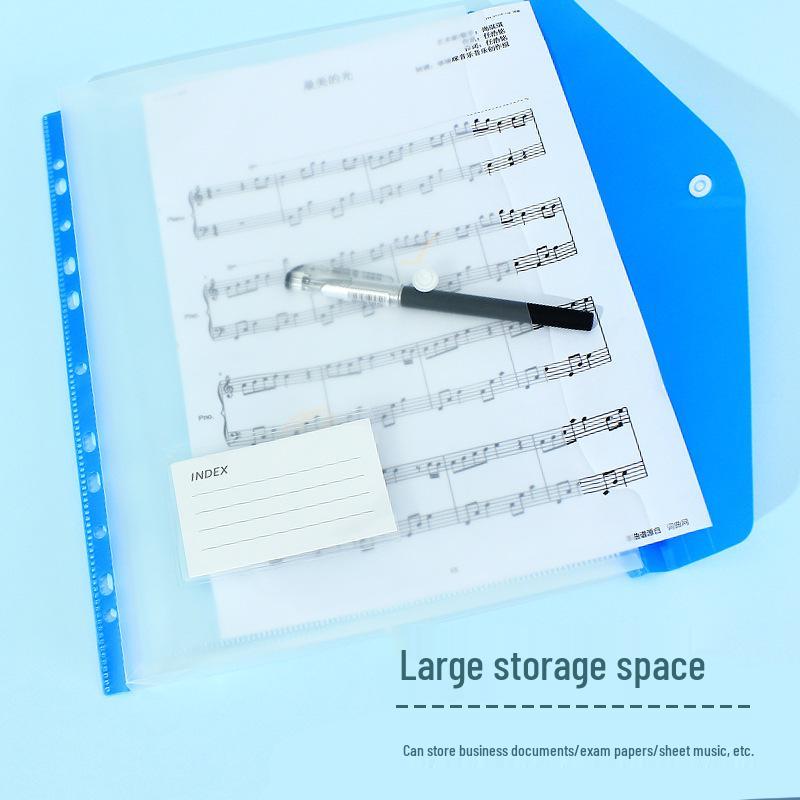 Прозрачный файл-папка A4 на 11 отверстий с кнопкой-застежкой и держателем для карт - Цветной органайзер для документов для студентов