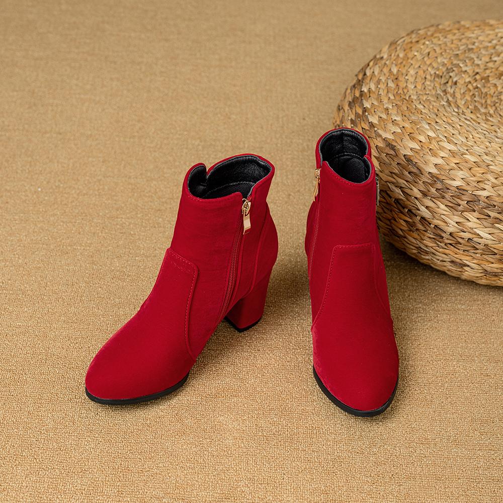 Red Black Women Ankle Boots High Heel Small Big Size 33 52