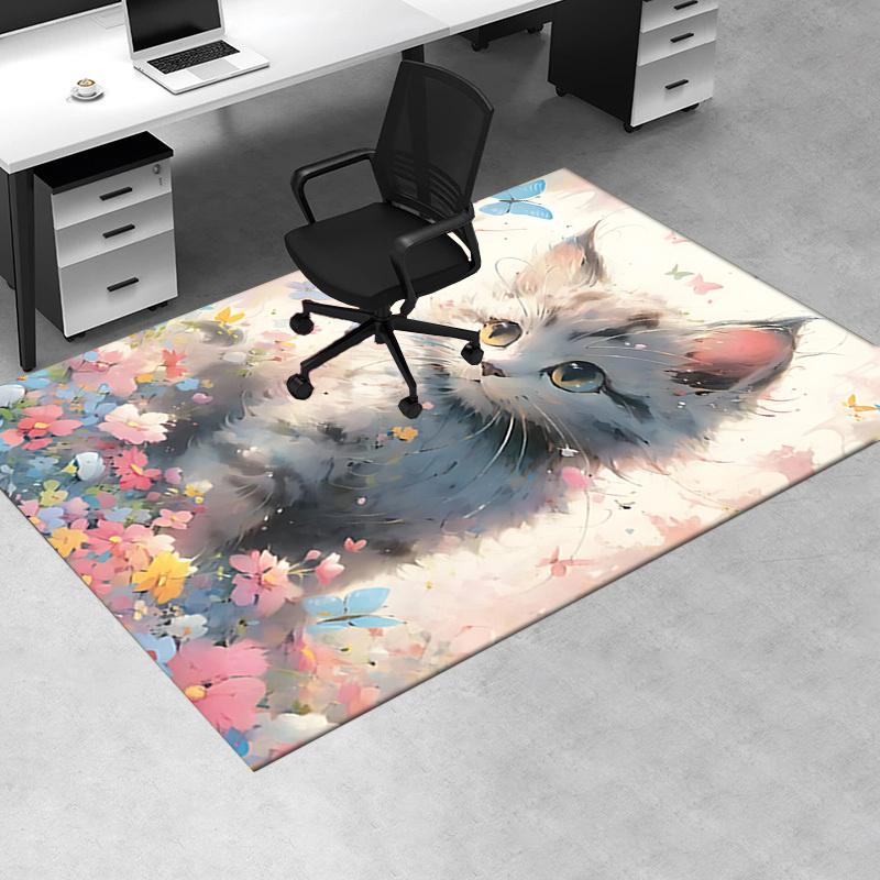 Cute kitten theme Chair Mat Office Carpet: Oversized Rug for Home Decor, Sofa Cover, Gift Idea, Suitable for Bedroom, Living Room, and Vario