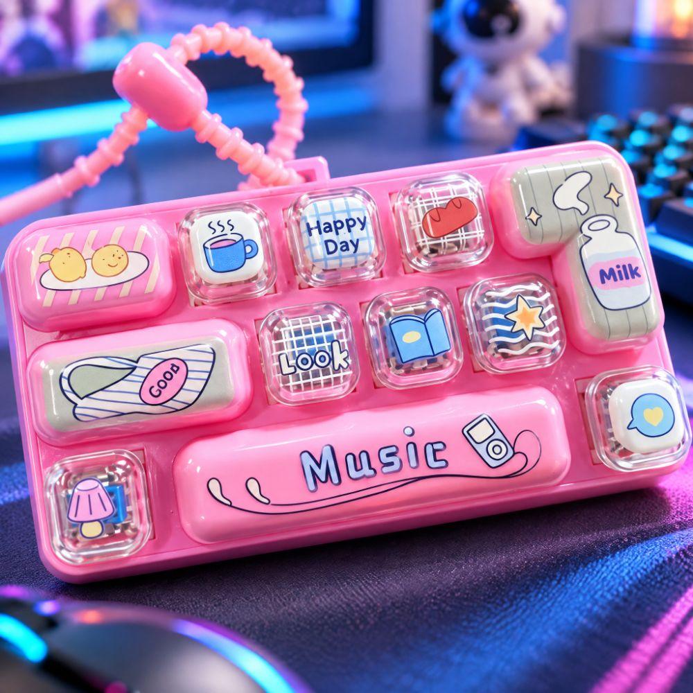 Pressable Keys 12 Keys Keyboard Keychain Clicker Sound Stress Relief Fidget Toy Backpack Decor