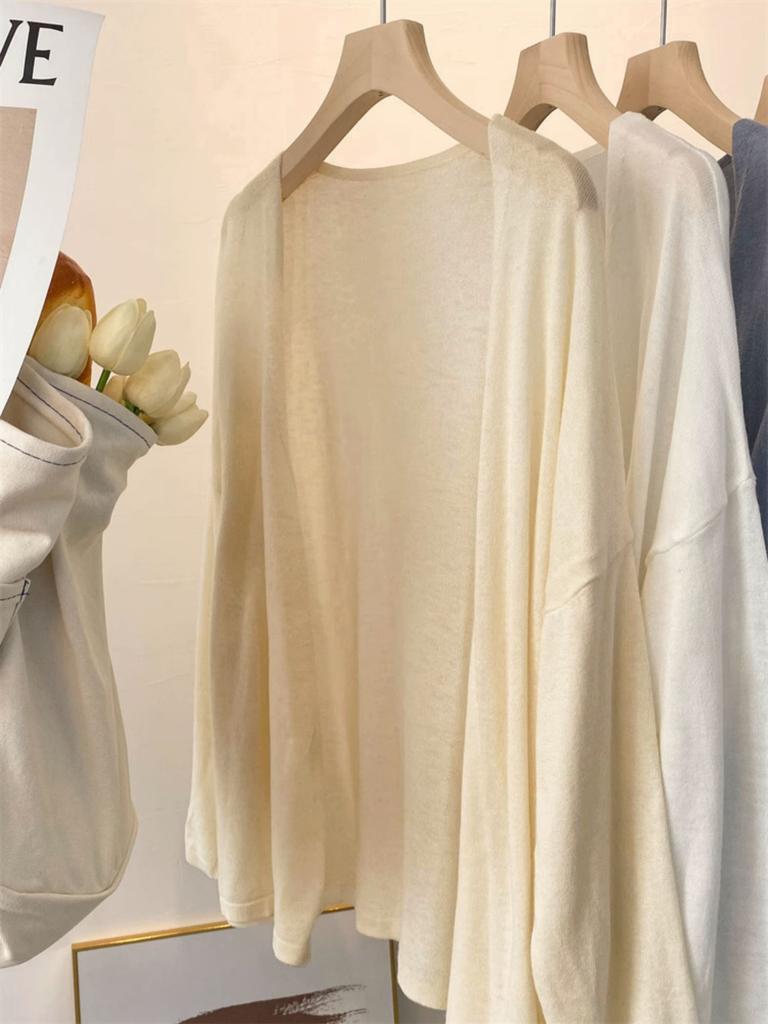 Кардиган вязаный ленивый ветер большого размера весна и лето тонкая блузка-солнцезащита темперамент куртка женская