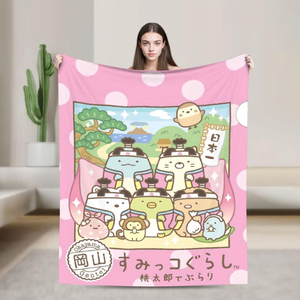 Sumikko Gurashi Cartoon Flannel Throw Blanket Shirokuma Penguin for Bedspread Knitted Blanket Car Lightweight Multifunction