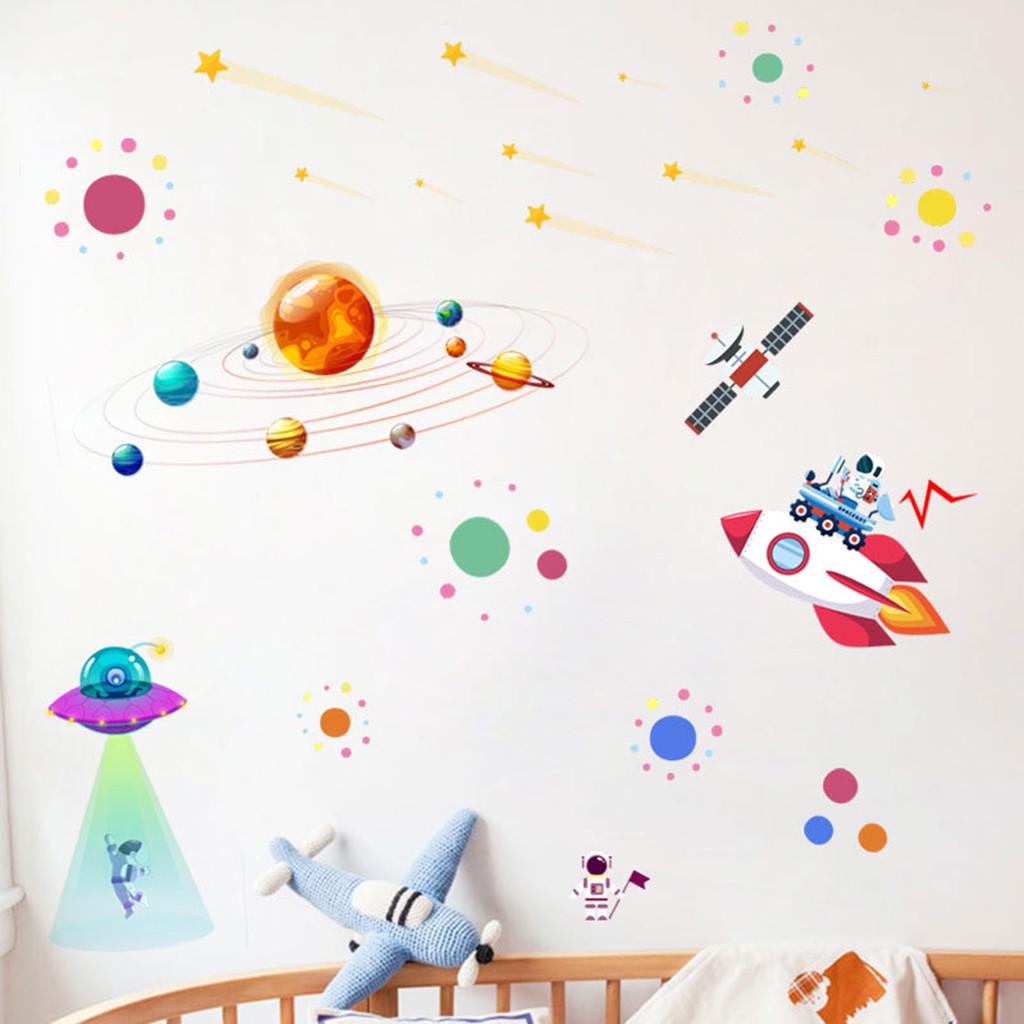 Cartoon Solar System Astronaut Wall Sticker Kindergarten Decorative Wall Sticker