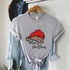 Womens short sleeved Tshirt summer leopard print Christmas hat Merry Christmas print fashionable and trendy Womens Tshirt