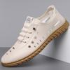 Men's Leather Shoes New Summer Breathable Soft Sole Fashion Men's Casual Shoes Stitching Durable Cowhide Hollow Sandals for Men