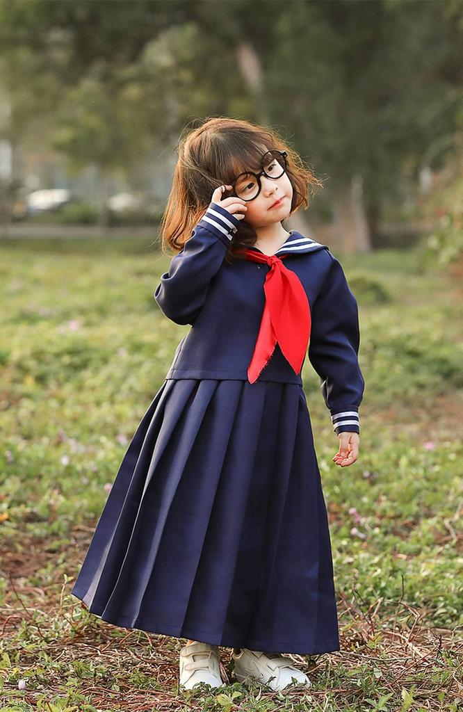 Sailor Uniform Halloween Long Long Sukeban Plus Cute Navy Costume Cultural Performances Kids' Costume, Sleeves, Sleeves, Style, Size, Blue, Kids'