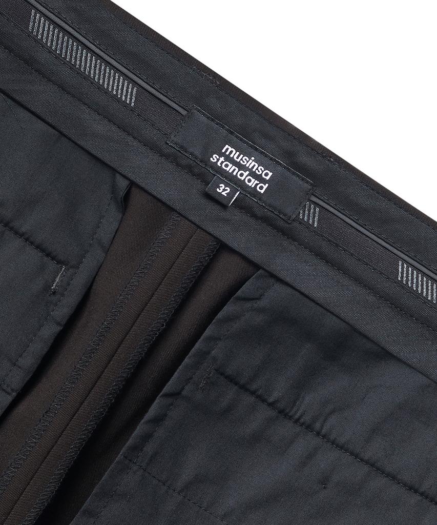 MUSINSA STANDARD Skinny Hidden Elastic Waist Crop Slacks [Dark Brown]