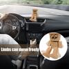 Shaking Wooden Man Figurine Office Tabletop Decorations Creative Handmade Wooden Statue Funny Car Interior Dashboard Decor