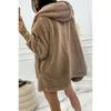 Women's Solid Color Long-sleeved Loose Plush Hooded Jacket