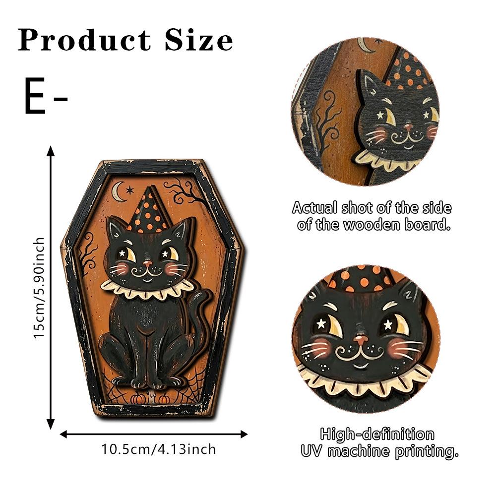 Halloween Wooden Figurine Spooky Party Scene Decor Tabletop Home Gift Craft Ornament