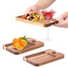 2/4/6Pcs Wood Serving Platter with Glass Holder Wine Appetizer Plates Fruit Snacks Sushi Food Wood Serving Plates Kitchen Tools
