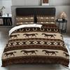 3Pcs Horse Element Design Print Pattern Bedding Set (1 Duvet Cover, 2 Pillowcases, Coreless), Retro Bohemian Pattern
