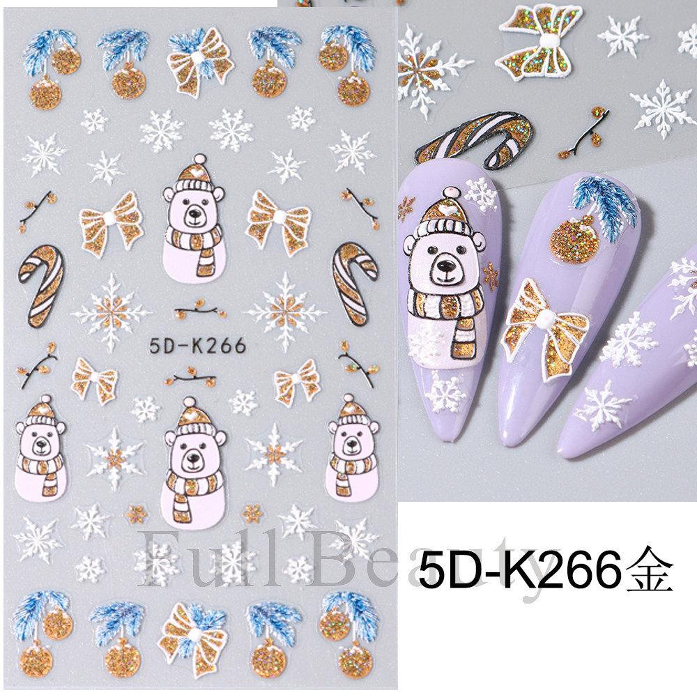 Christmas X Max Snow Manicure Decor Sliders Relief Engraved 5D Embossed Nail Stickers Nail Art Sticker Decal