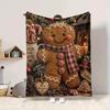 1Pc Christmas Gingerbread Decorations Blanket Soft And Comfortable Casual Warm Camping Travel Christmas Halloween Gift M91739