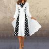 Платье миди с квадратным вырезом и половиной рукавом, высокой талией и принтом в горошек, женское платье с большим подолом, рабочая одежда