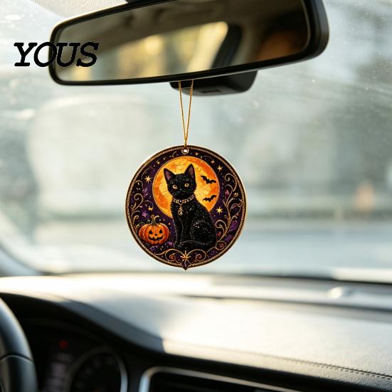 Символический Сувенир Любви Черный Кот Жемчуг Алмазная Живопись Украшение, 2D Плоская Акриловая Милая Деталь Подвесной Ловец Солнца, Узор из Бусин Окно Стена